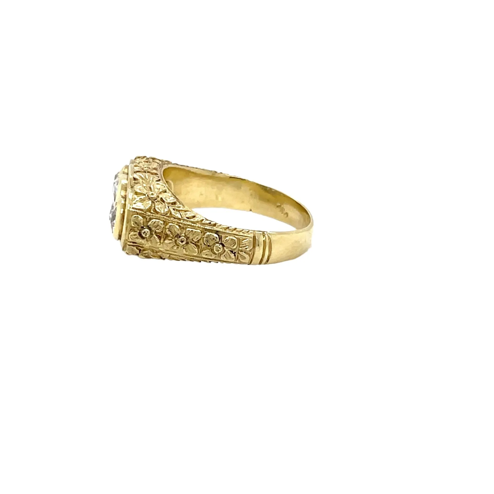 Antique Three Stones  Engraved Ring