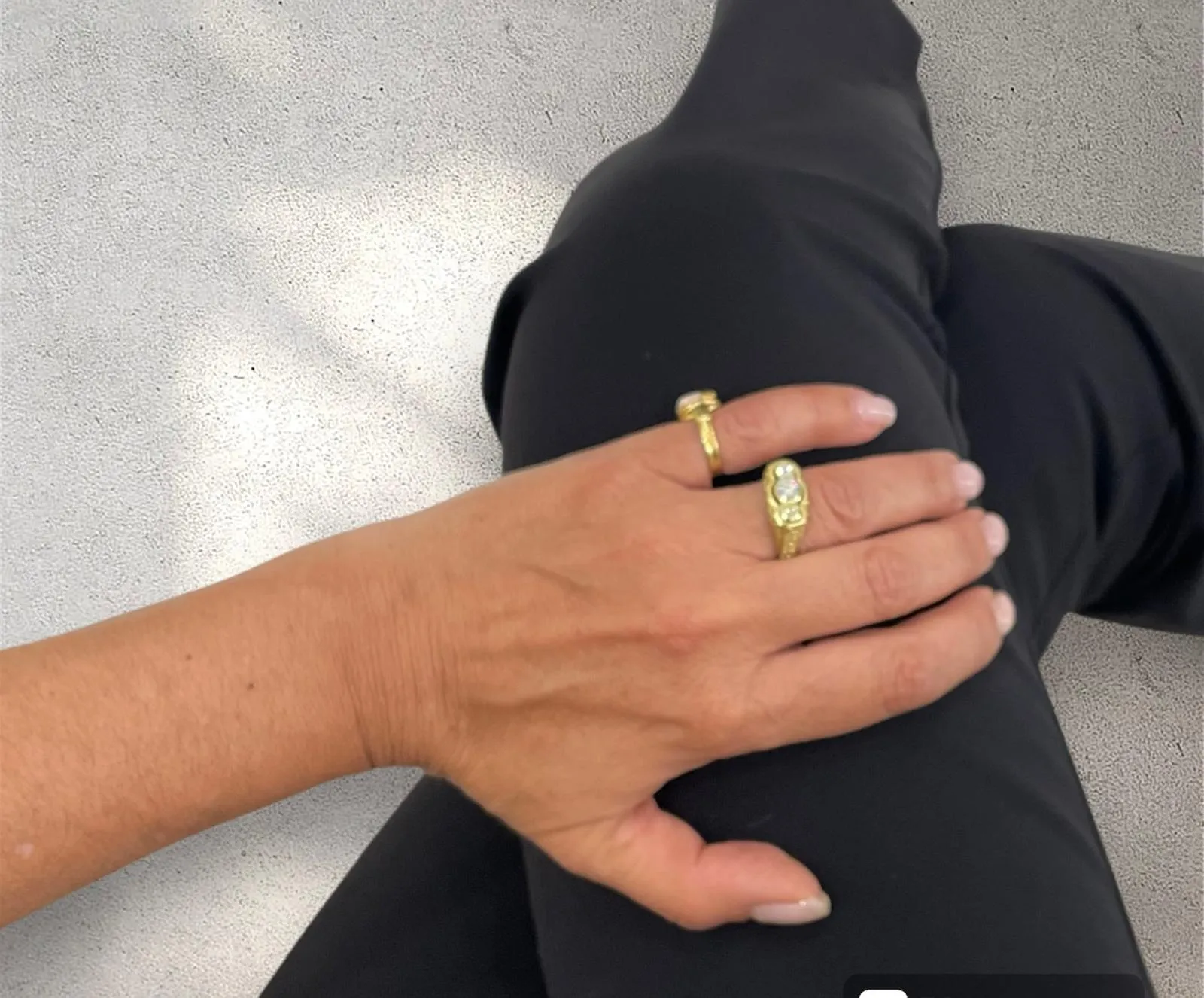 Antique Three Stones  Engraved Ring