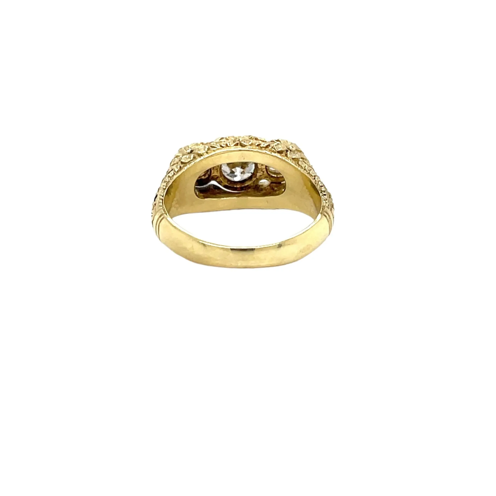 Antique Three Stones  Engraved Ring