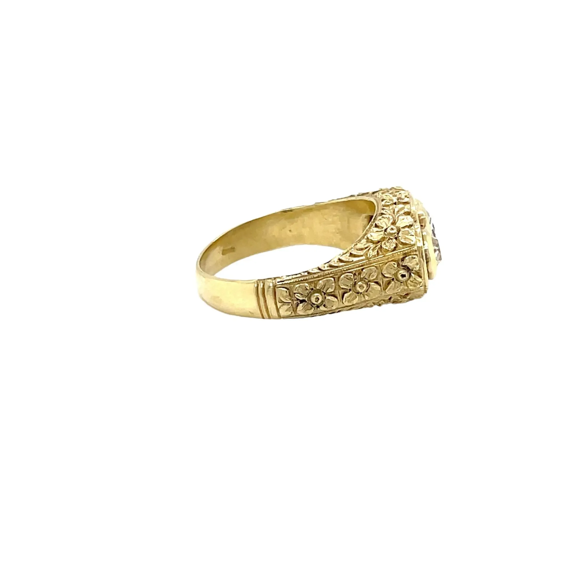 Antique Three Stones  Engraved Ring