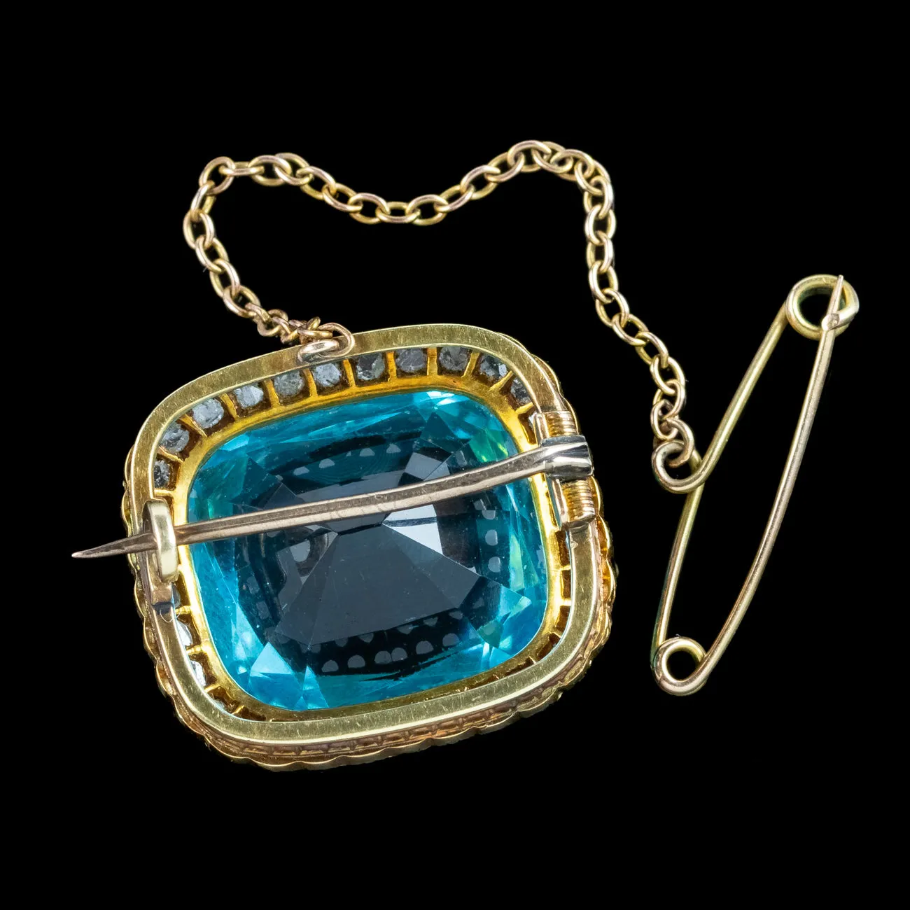 Antique Victorian Blue Paste Diamond Brooch 15ct Gold