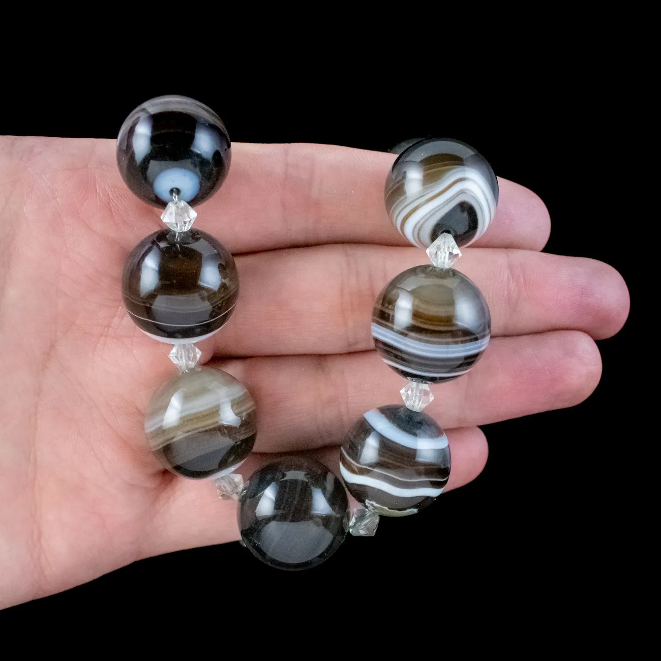 Antique Victorian Bullseye Agate Bead Necklace