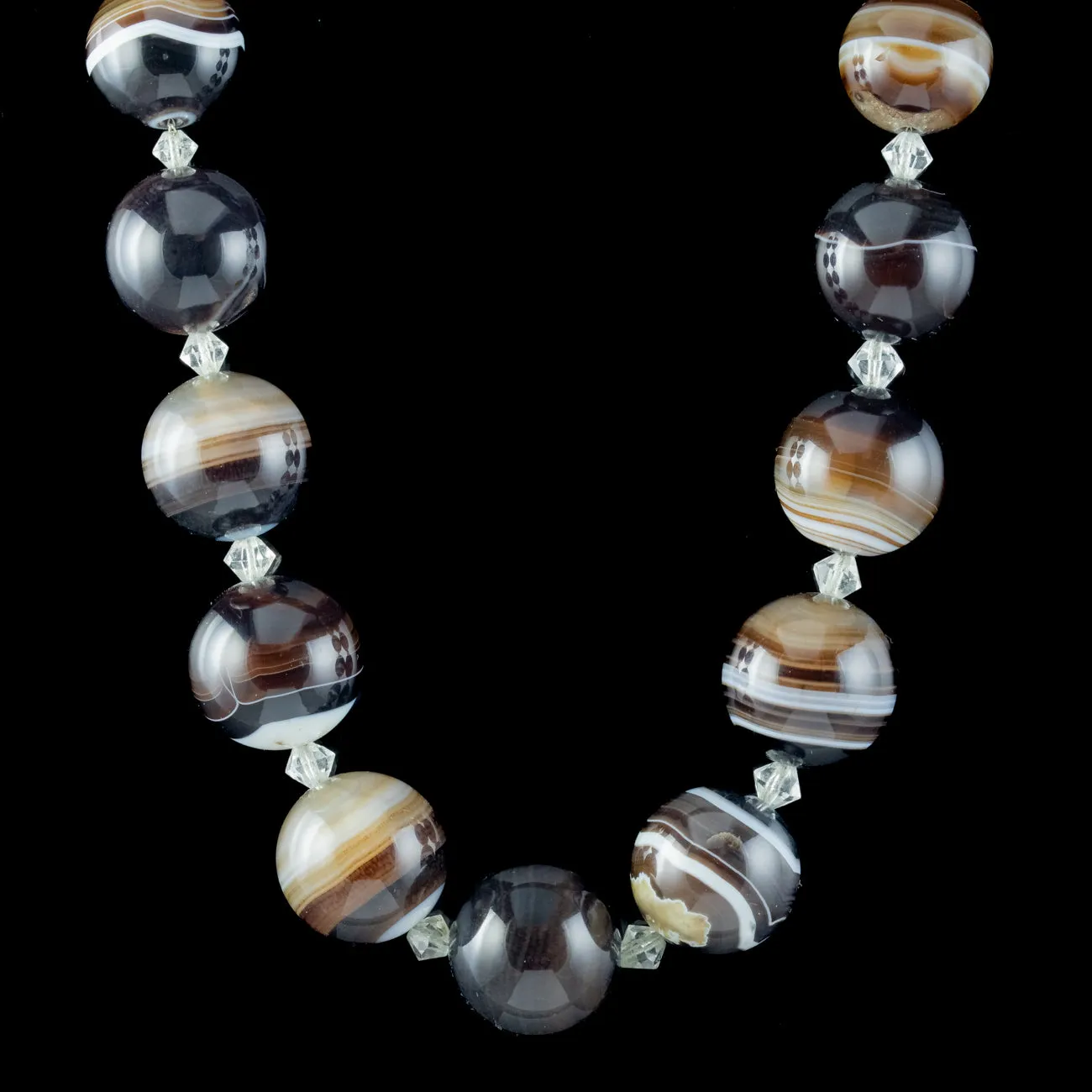 Antique Victorian Bullseye Agate Bead Necklace