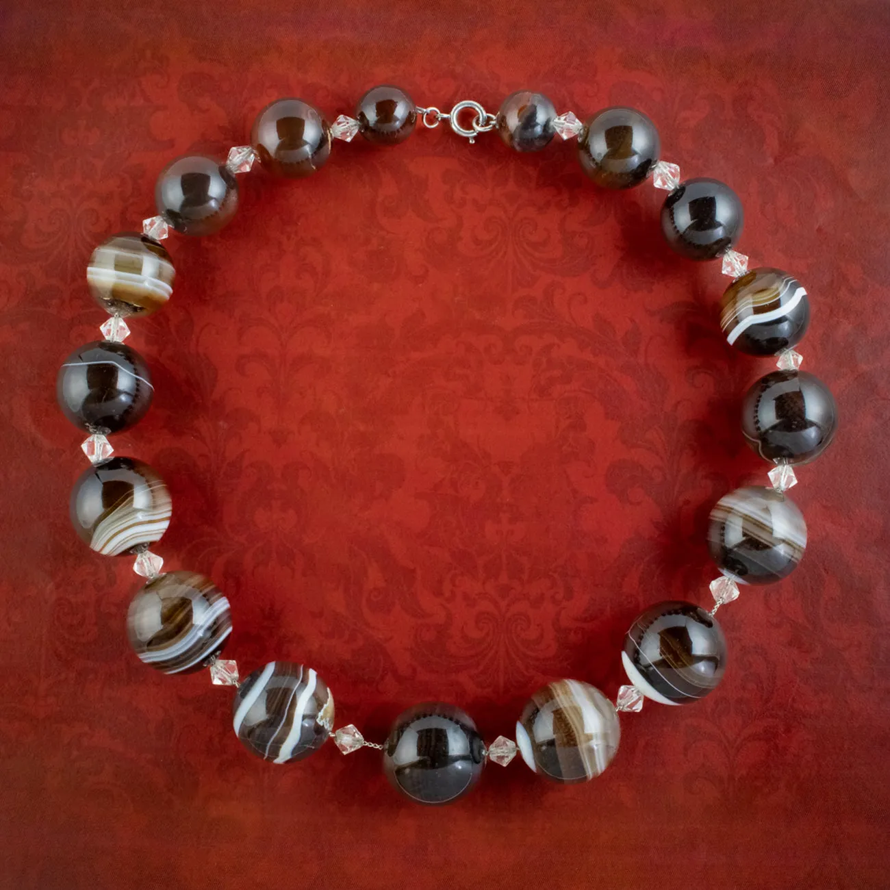 Antique Victorian Bullseye Agate Bead Necklace