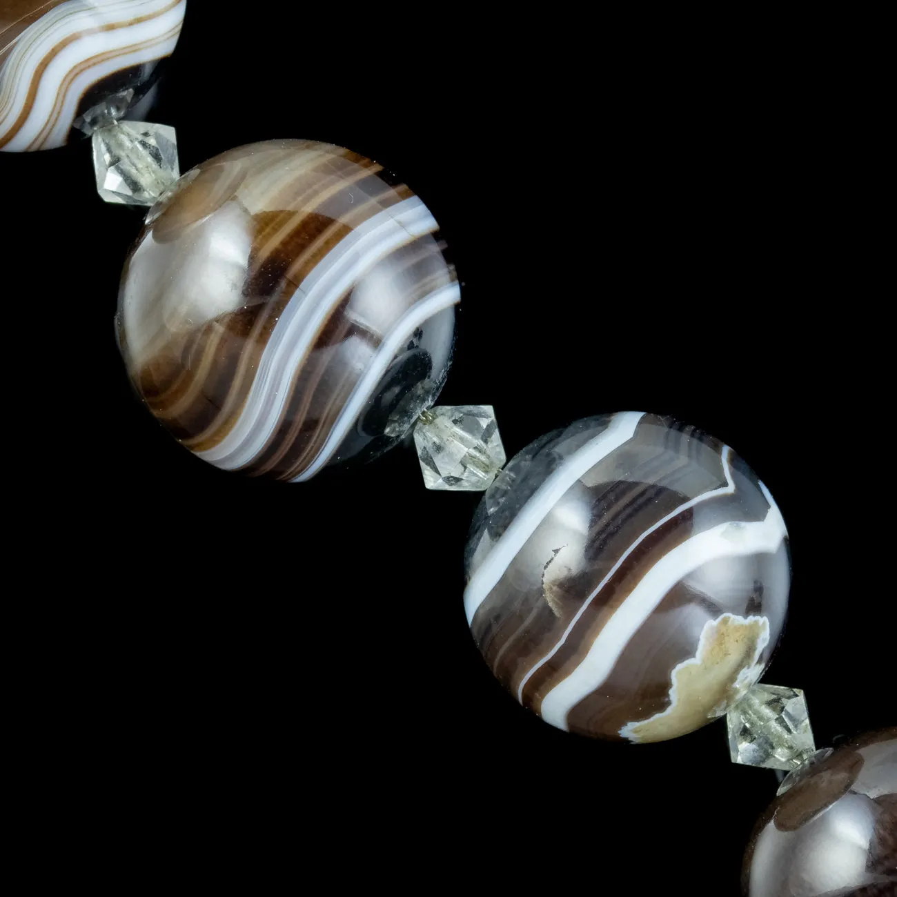 Antique Victorian Bullseye Agate Bead Necklace