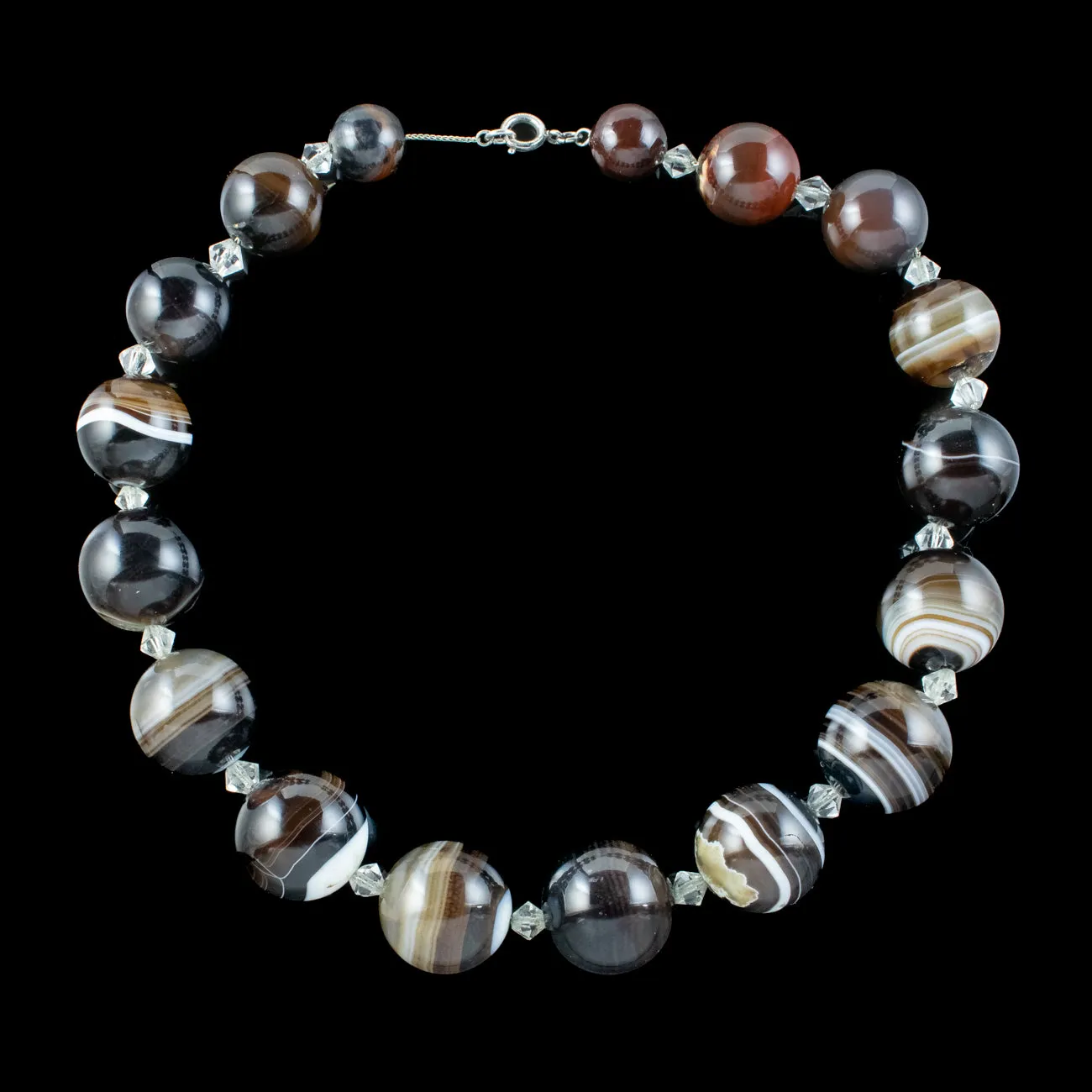 Antique Victorian Bullseye Agate Bead Necklace