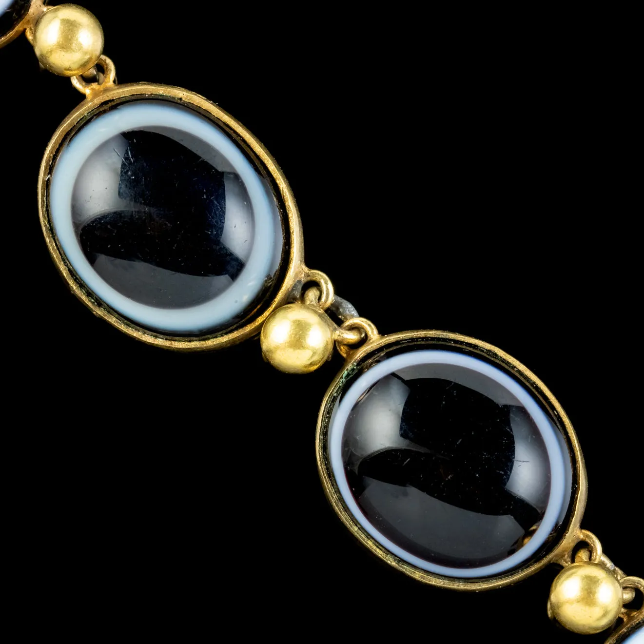 Antique Victorian Bullseye Agate Necklace Circa 1900