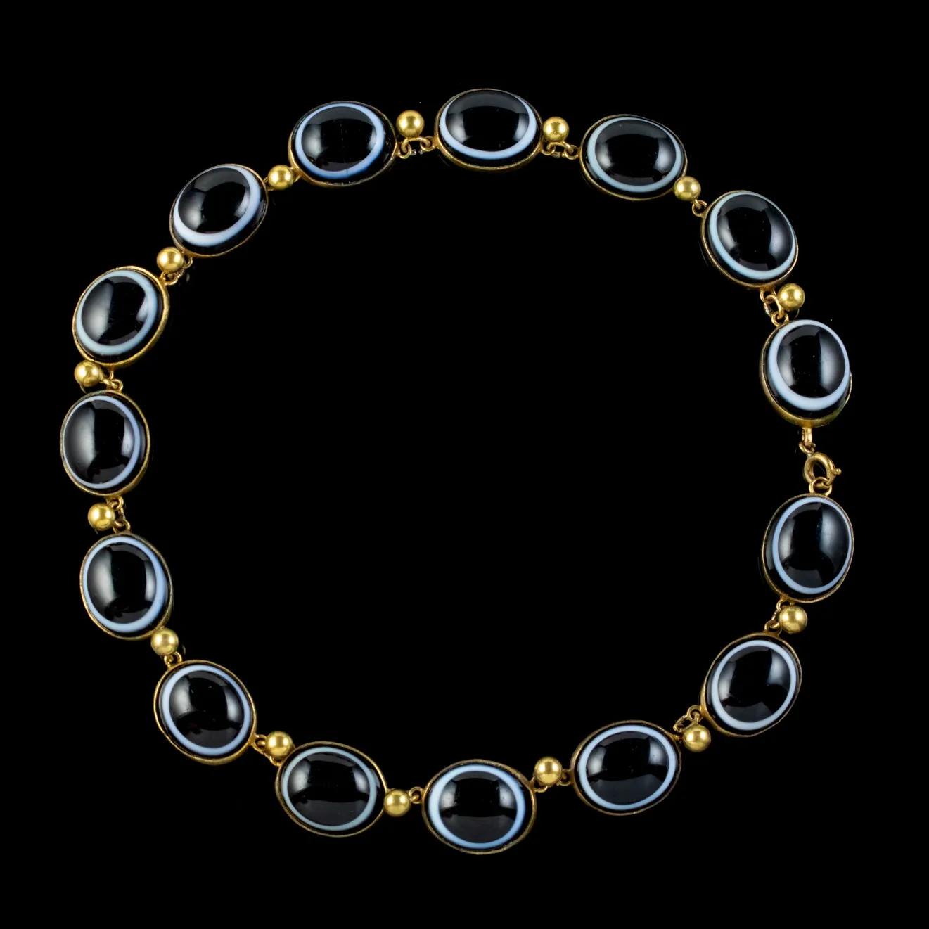 Antique Victorian Bullseye Agate Necklace Circa 1900