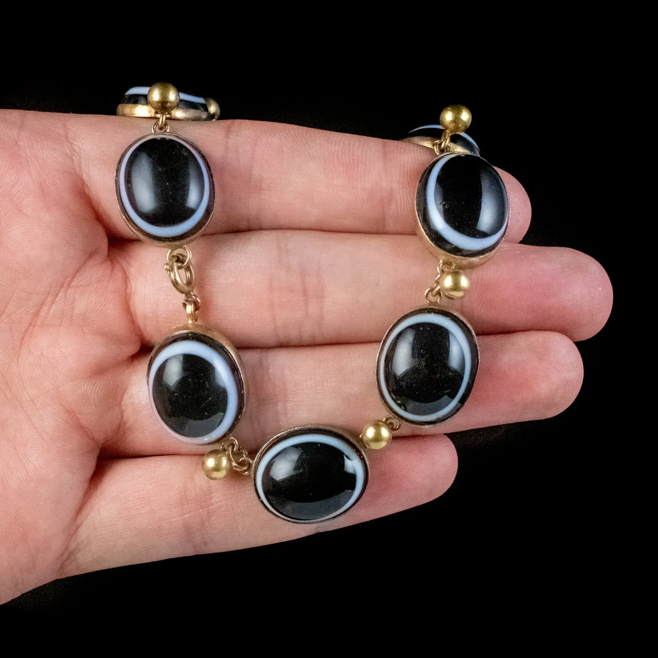 Antique Victorian Bullseye Agate Necklace Circa 1900