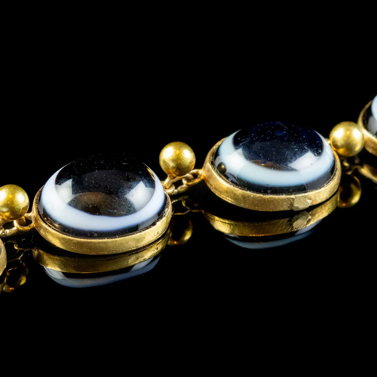 Antique Victorian Bullseye Agate Necklace Circa 1900