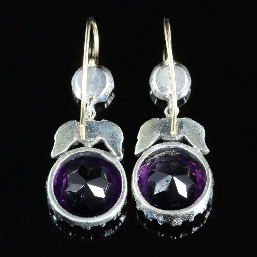 Antique Victorian Paste Drop Earrings Gold Silver Circa 1900