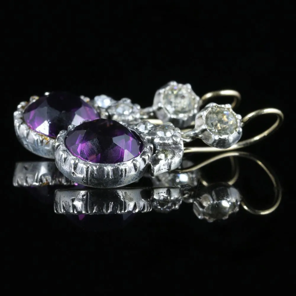Antique Victorian Paste Drop Earrings Gold Silver Circa 1900