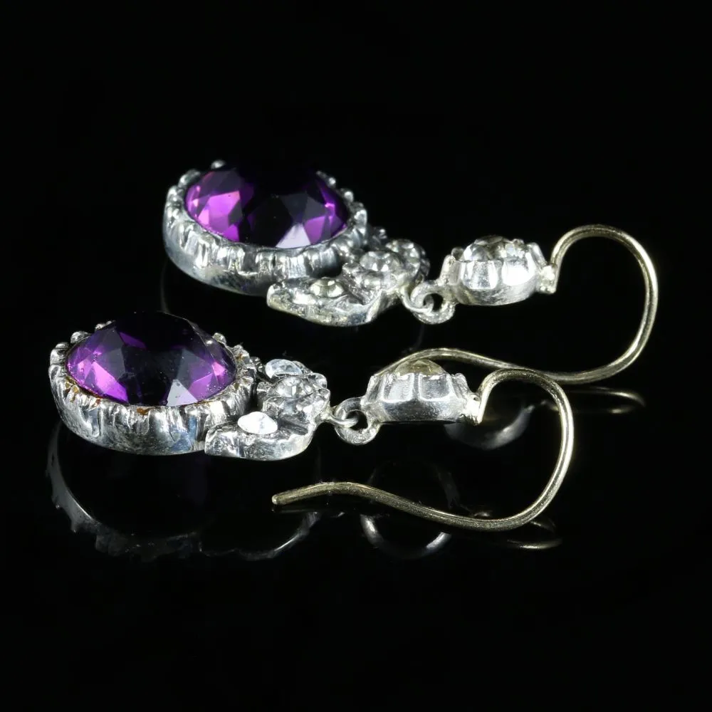 Antique Victorian Paste Drop Earrings Gold Silver Circa 1900