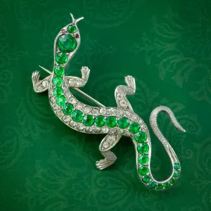 Antique Victorian Paste Lizard Brooch Silver