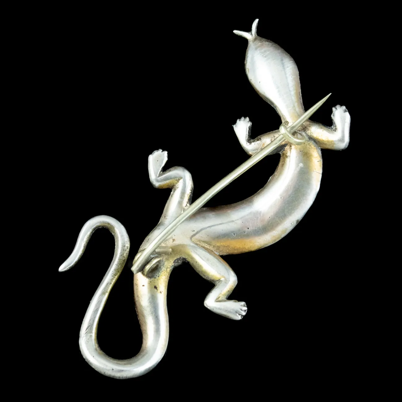 Antique Victorian Paste Lizard Brooch Silver