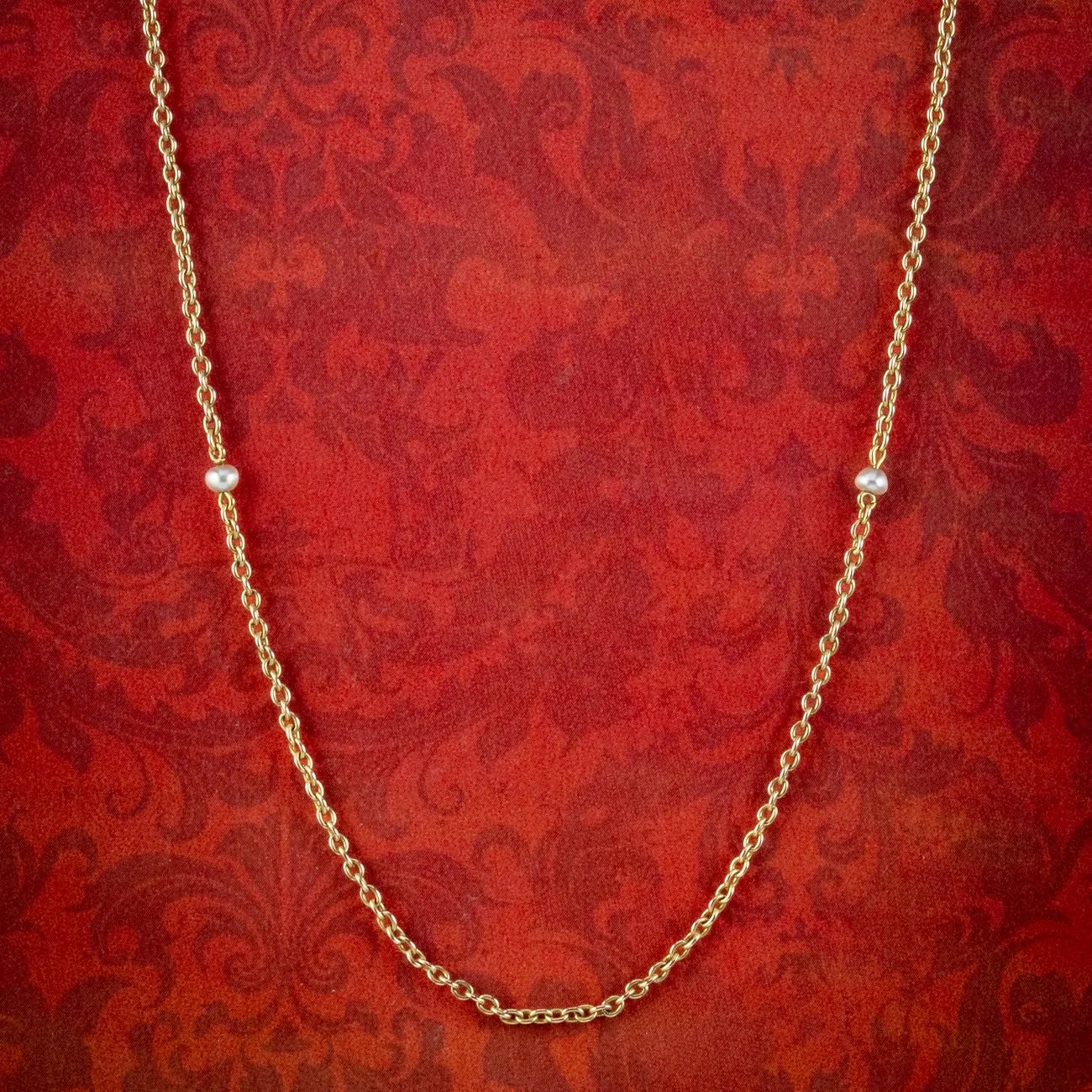 Antique Victorian Pearl Chain Necklace 15ct Gold