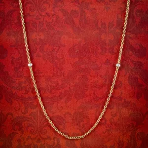 Antique Victorian Pearl Chain Necklace 15ct Gold