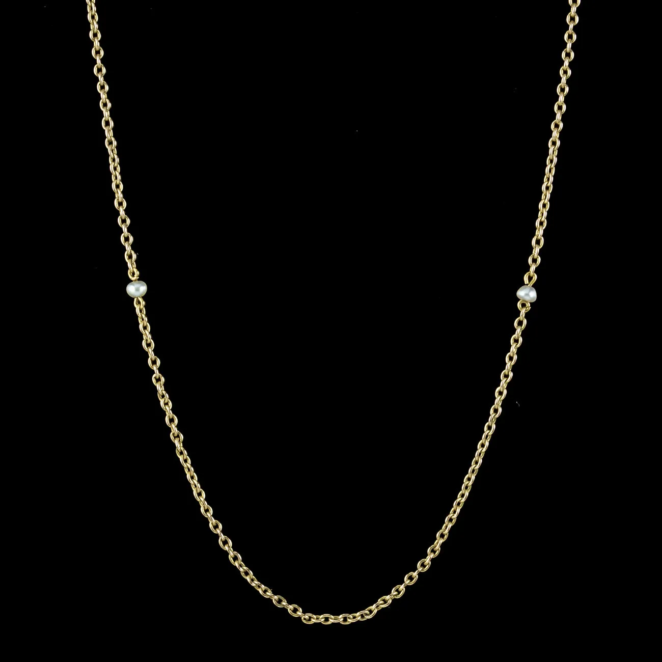 Antique Victorian Pearl Chain Necklace 15ct Gold