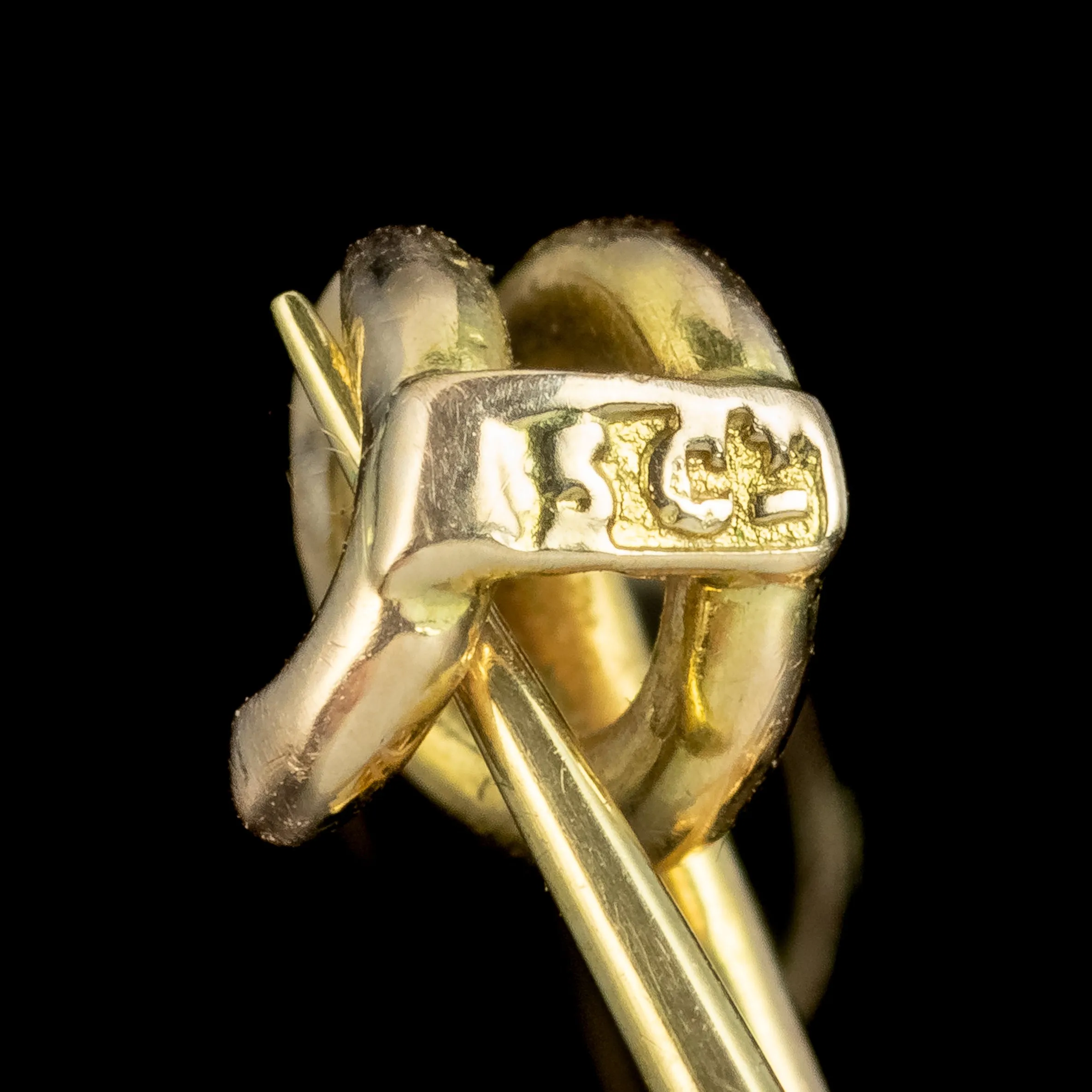 Antique Victorian Pearl Entwined Heart Bar Brooch 15ct Gold With Box