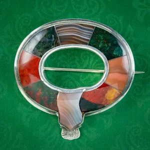 Antique Victorian Scottish Buckle Brooch Silver Circa 1860