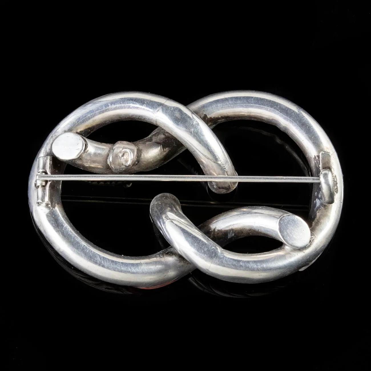 Antique Victorian Scottish Silver Agate Knot Brooch Circa 1860