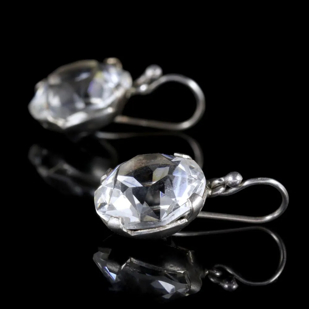 Art Deco Paste Earrings Silver Circa 1930