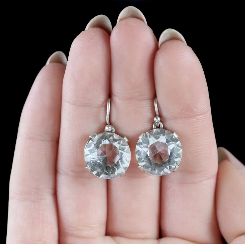 Art Deco Paste Earrings Silver Circa 1930