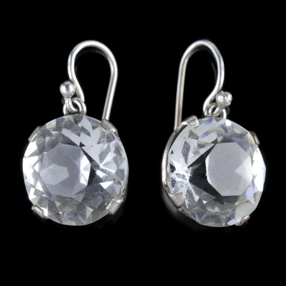 Art Deco Paste Earrings Silver Circa 1930
