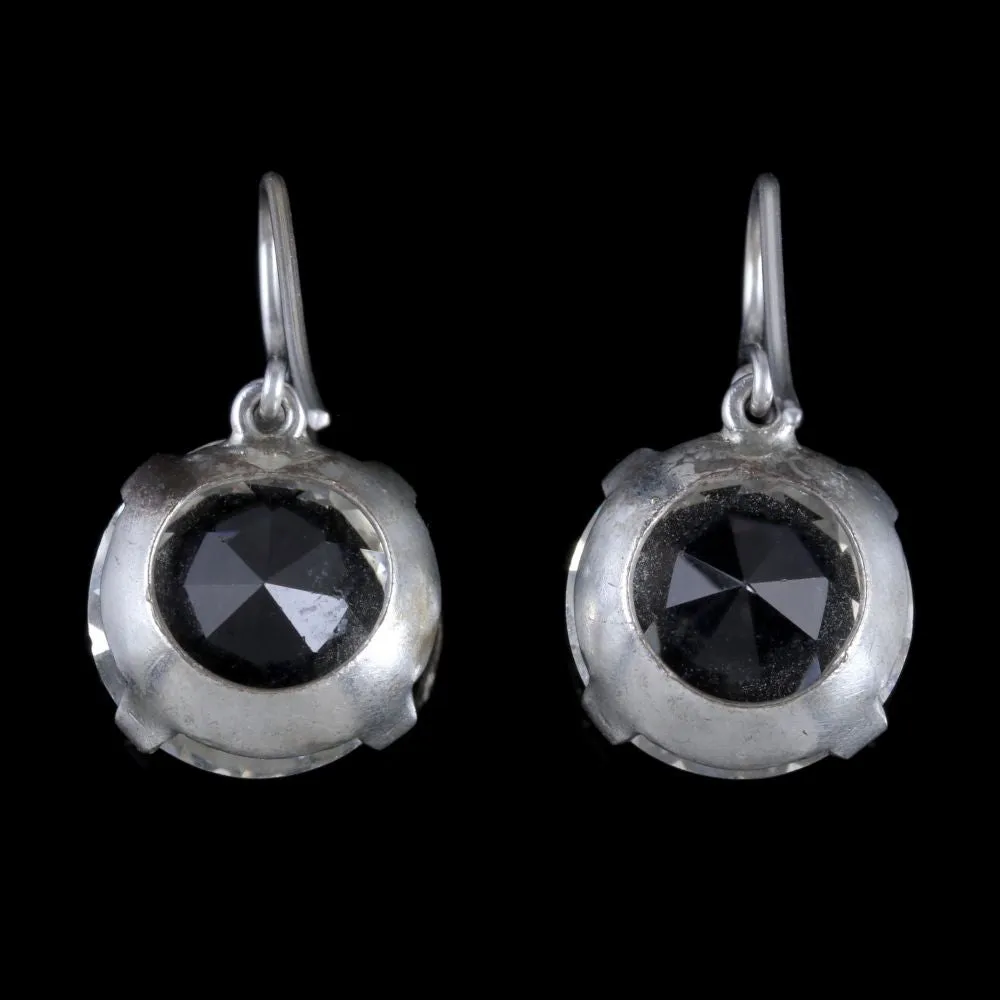 Art Deco Paste Earrings Silver Circa 1930