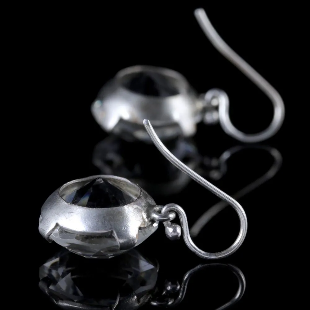 Art Deco Paste Earrings Silver Circa 1930