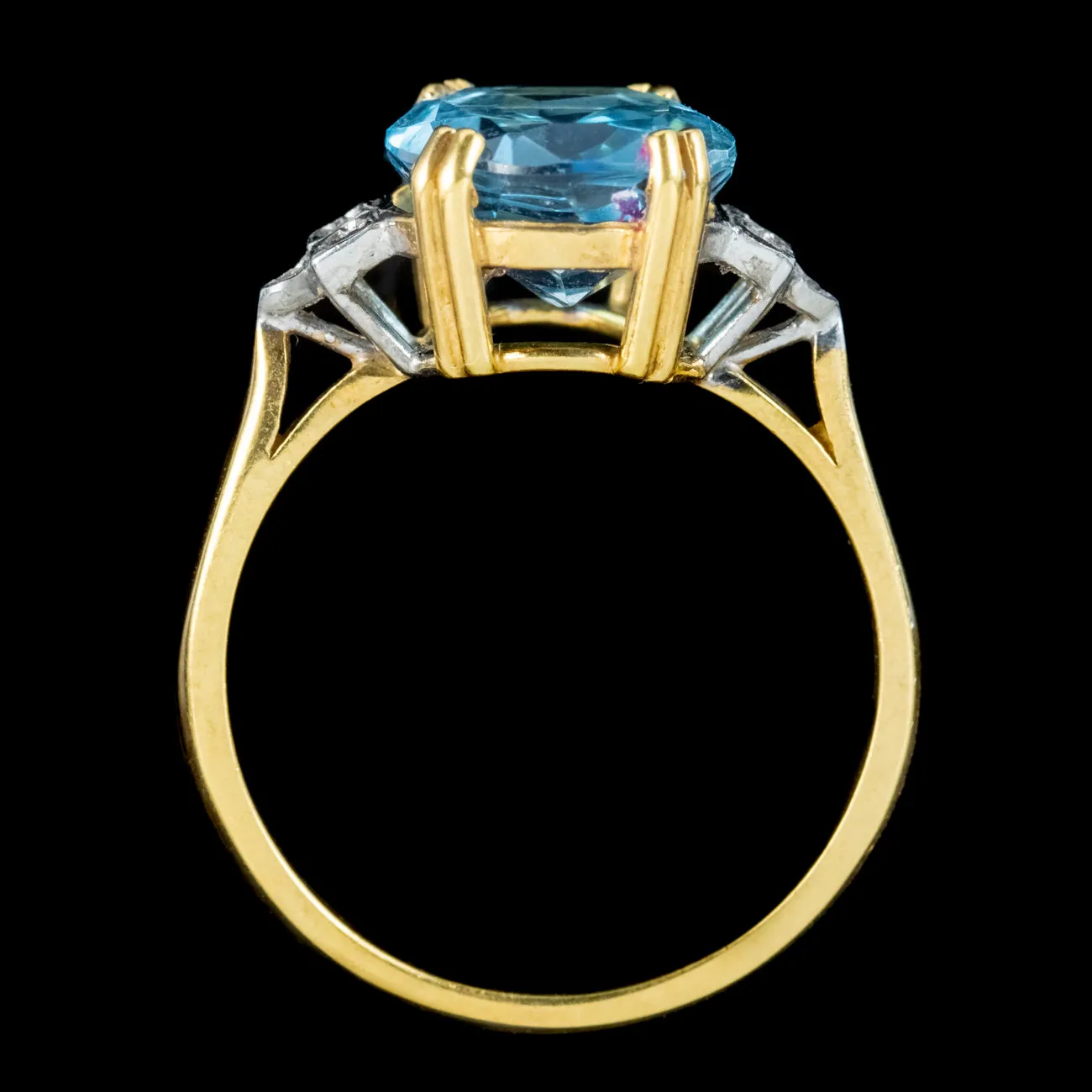 Art Deco Style Blue Topaz Cz Cocktail Ring 5.2ct Topaz