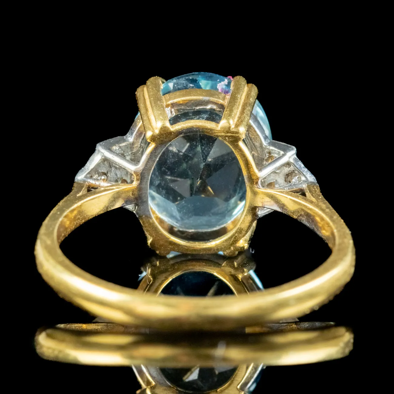 Art Deco Style Blue Topaz Cz Cocktail Ring 5.2ct Topaz
