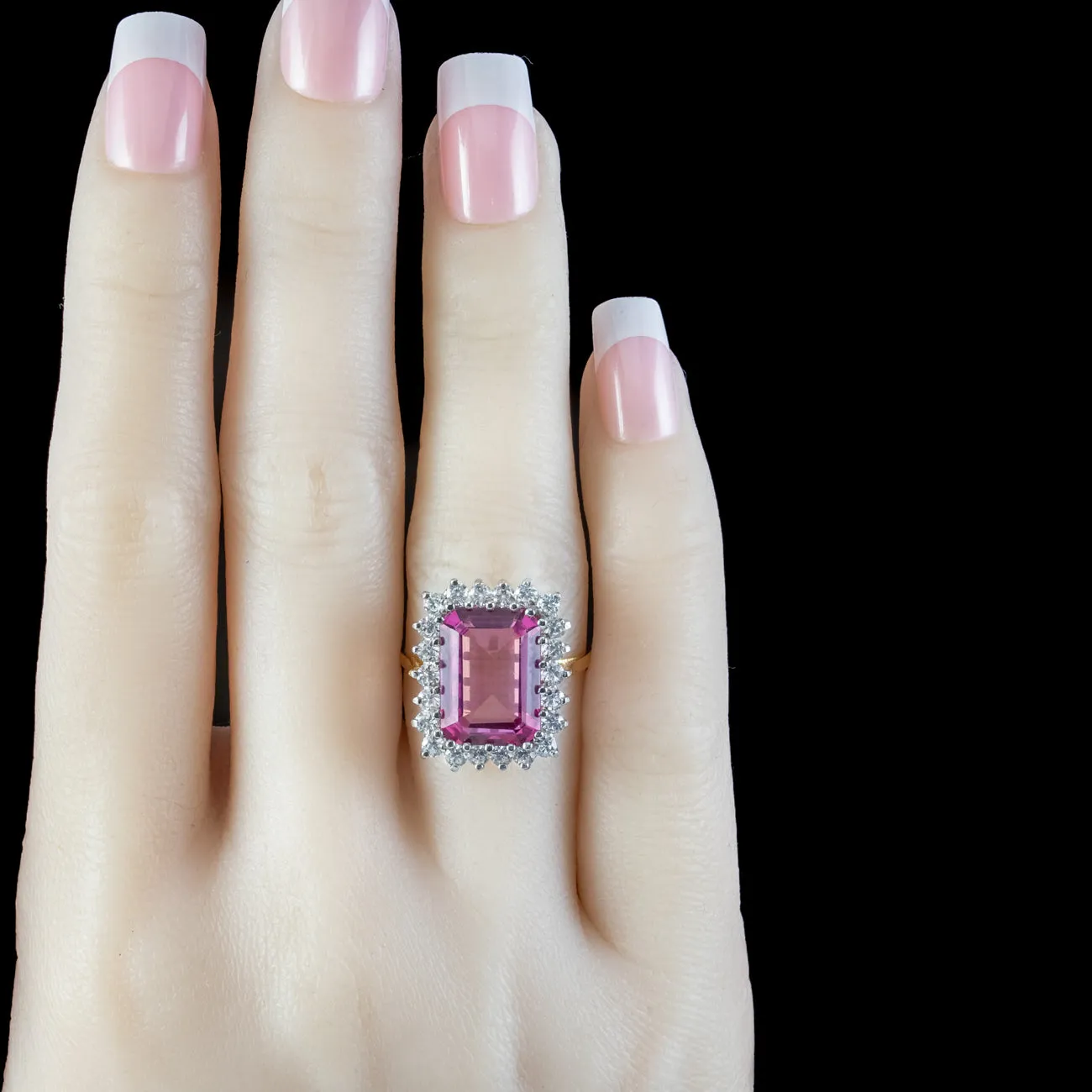 Art Deco Style Pink Topaz Cocktail Ring 9ct Topaz