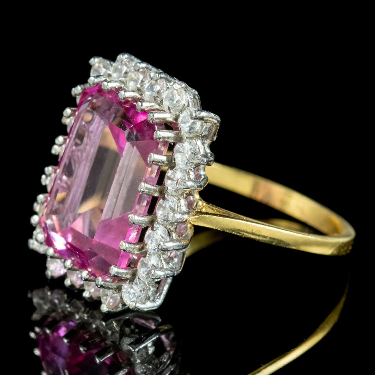 Art Deco Style Pink Topaz Cocktail Ring 9ct Topaz
