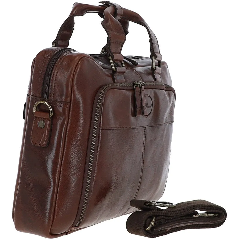 Ashwood Hi Veg Leather Laptop Briefcase Tempo Brown