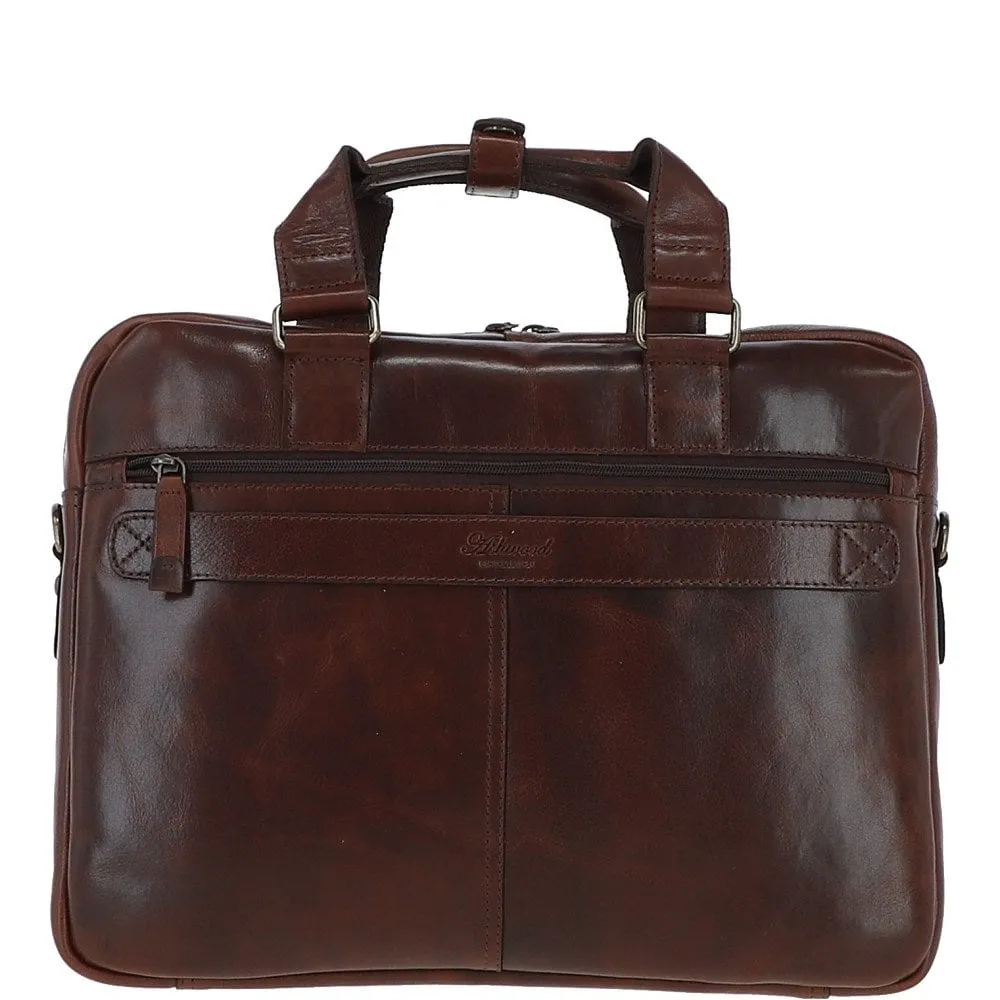 Ashwood Hi Veg Leather Laptop Briefcase Tempo Brown