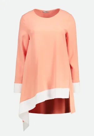 Asymmetric Contrast Edge Blouse
