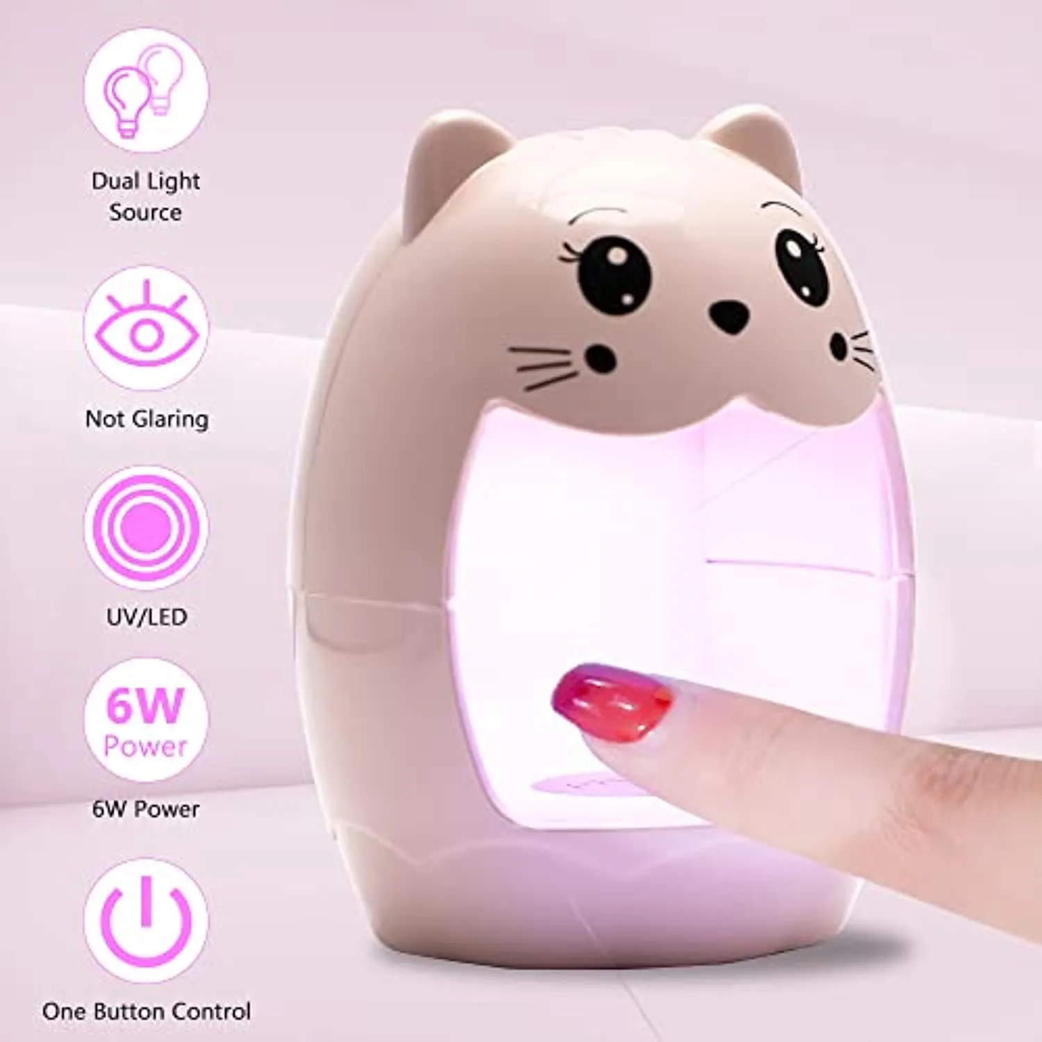 Augot Mini UV LED Nail Lamp, 6W Nail Polish Dryer for Single Finger, Portable Egg Creative Phototherapy Lamp for Gel Nails, 45/60s Quick Drying UV Nail Lamp for Girls Women, for Home Travel Nail Salon