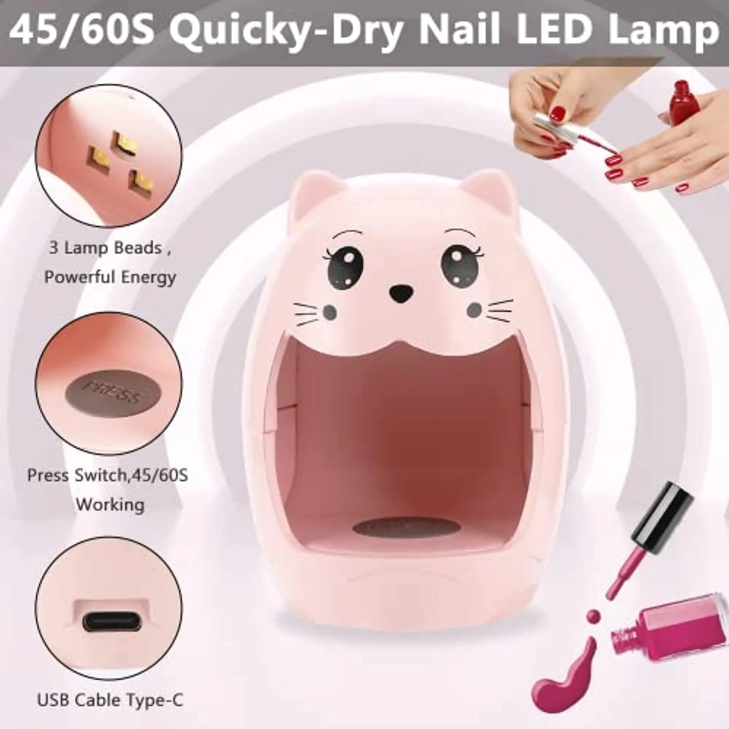 Augot Mini UV LED Nail Lamp, 6W Nail Polish Dryer for Single Finger, Portable Egg Creative Phototherapy Lamp for Gel Nails, 45/60s Quick Drying UV Nail Lamp for Girls Women, for Home Travel Nail Salon