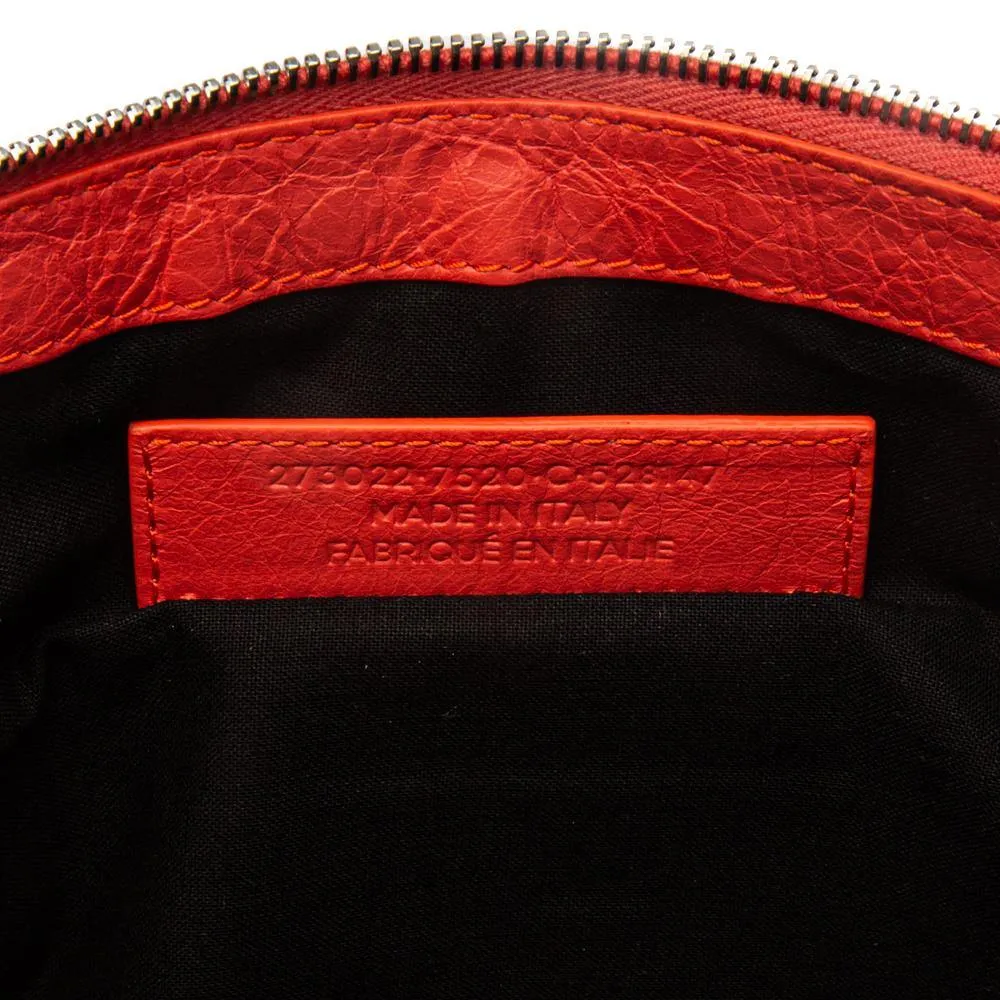 Balenciaga Orange Lambskin Leather Classic City Clip Pouch Clutch Bag