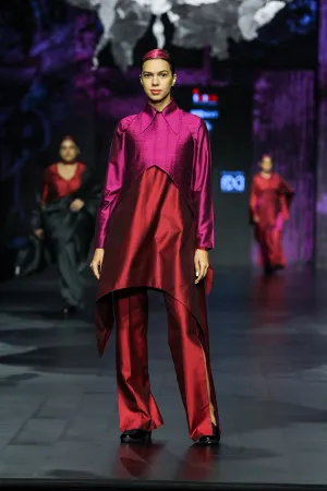 Berry- Bliss Silk Button-Up