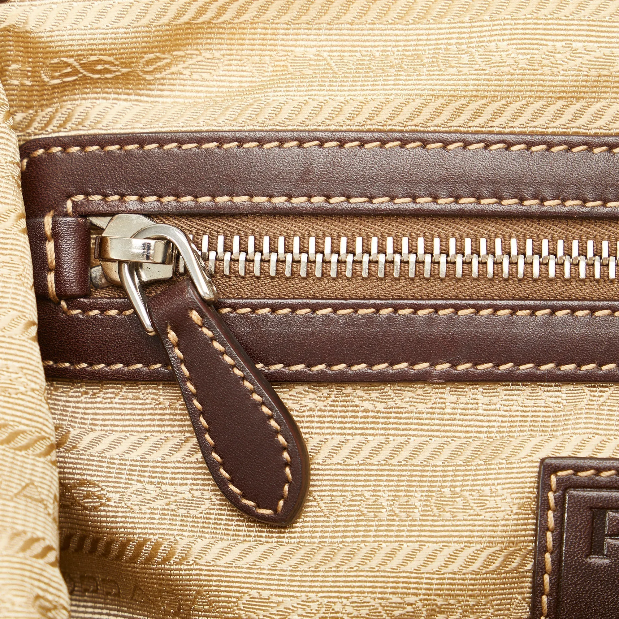 Brown Prada Canapa Logo Frame Tote Bag