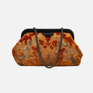 Burnout Velvet Orange Evening Bag Clutch