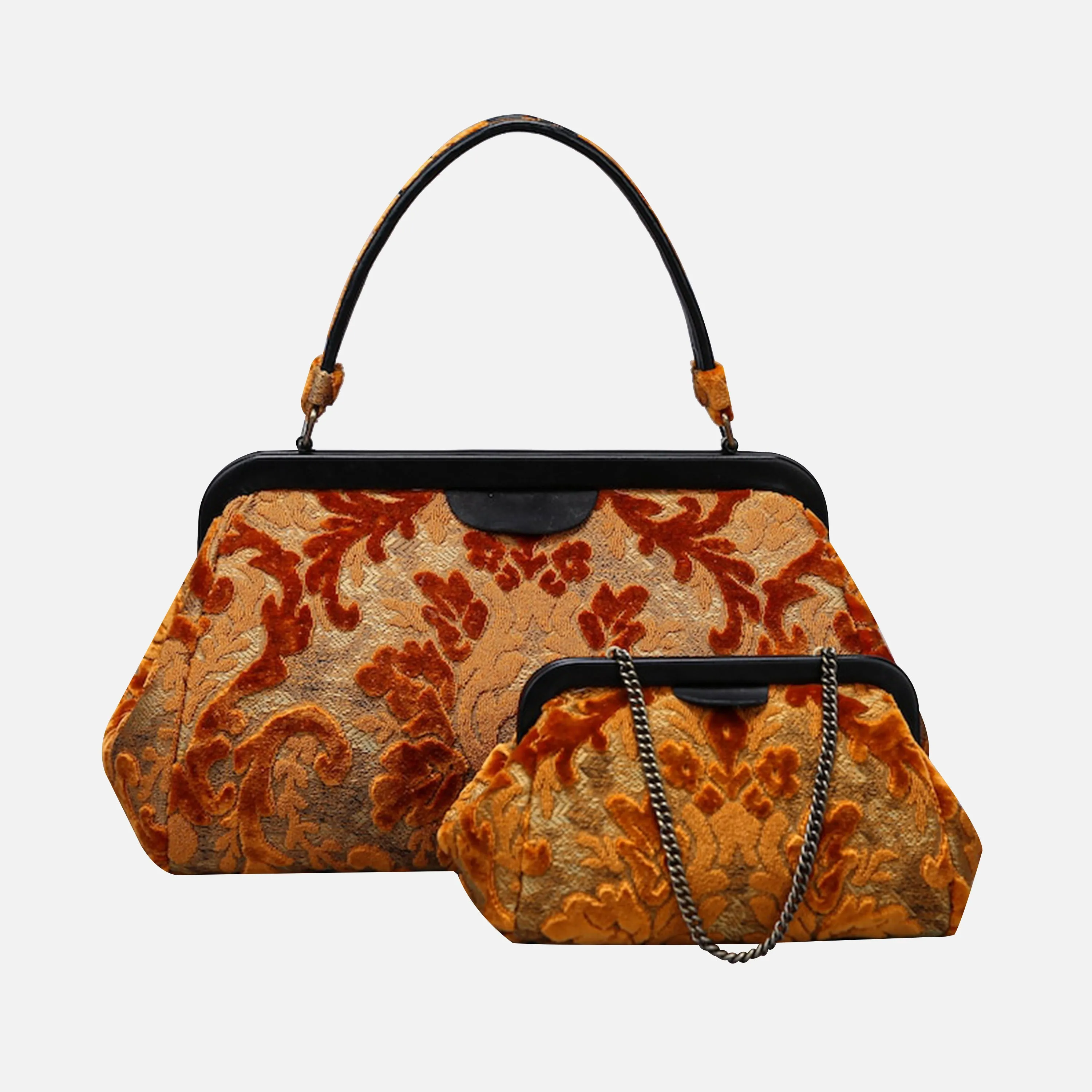 Burnout Velvet Orange Evening Bag Clutch