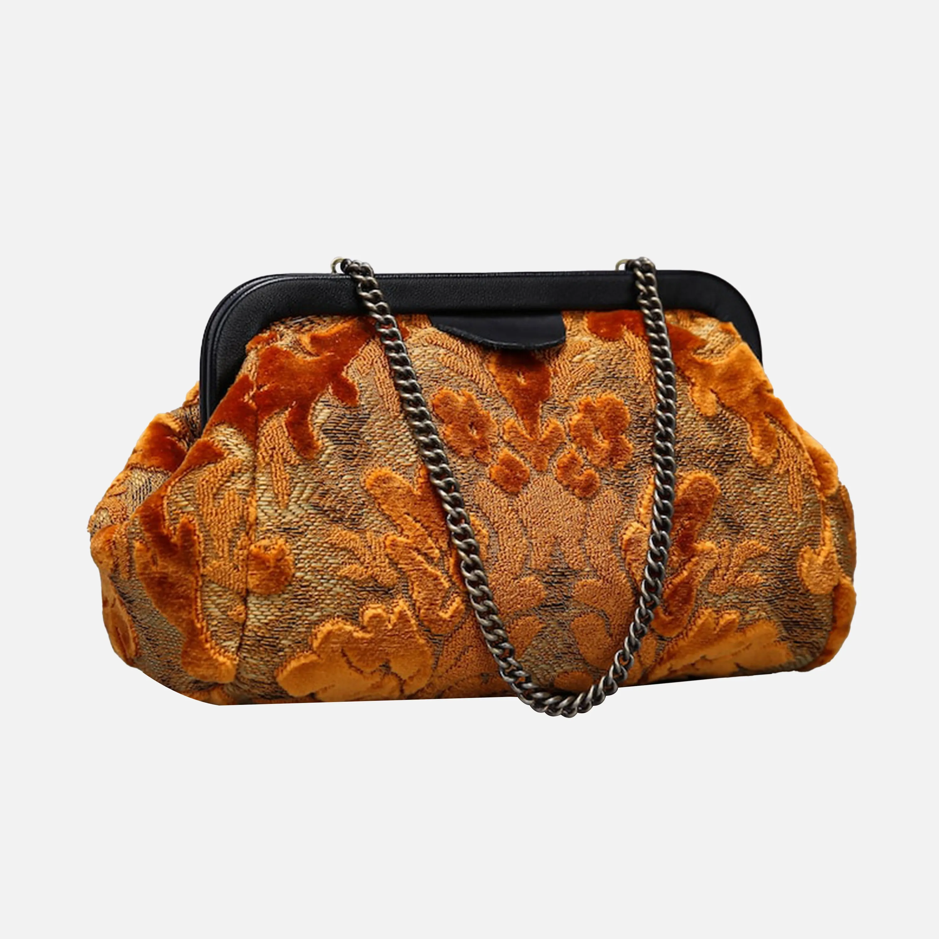 Burnout Velvet Orange Evening Bag Clutch