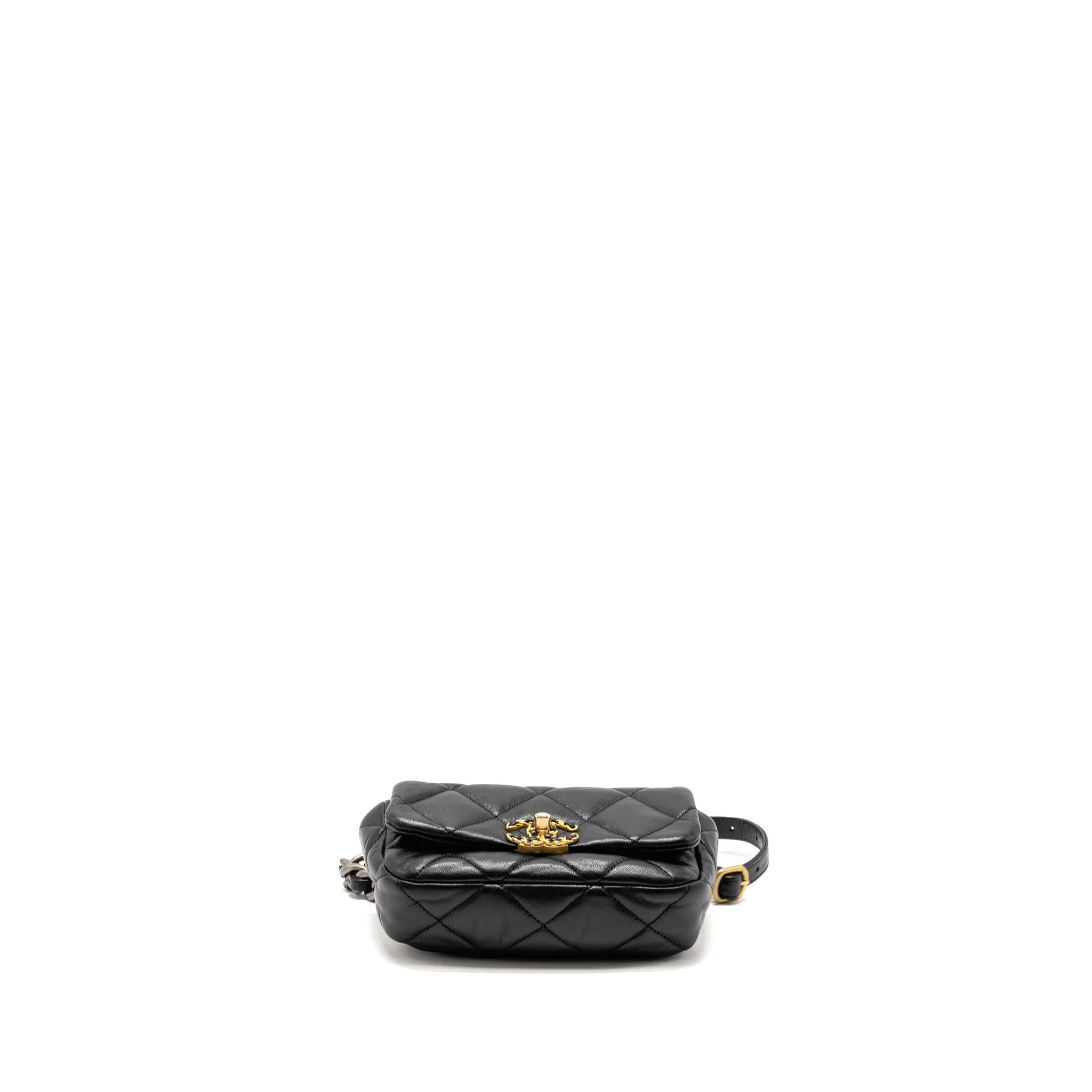 Chanel 19 Quilted Waist Belt Bag Calfskin Black GHW
