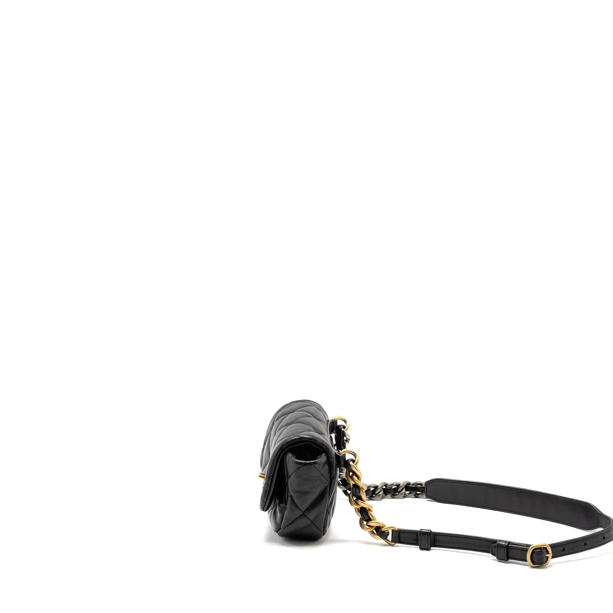 Chanel 19 Quilted Waist Belt Bag Calfskin Black GHW