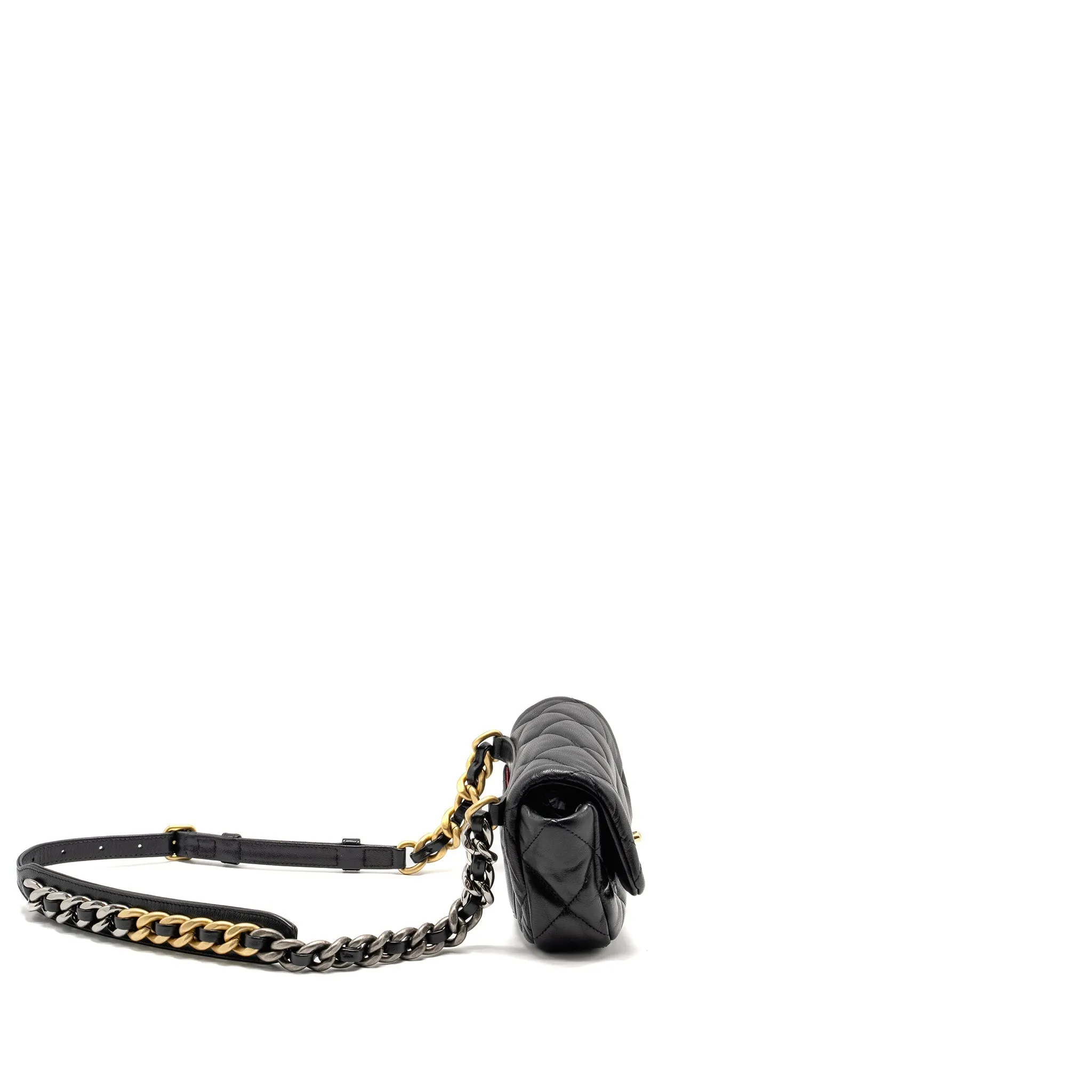 Chanel 19 Quilted Waist Belt Bag Calfskin Black GHW