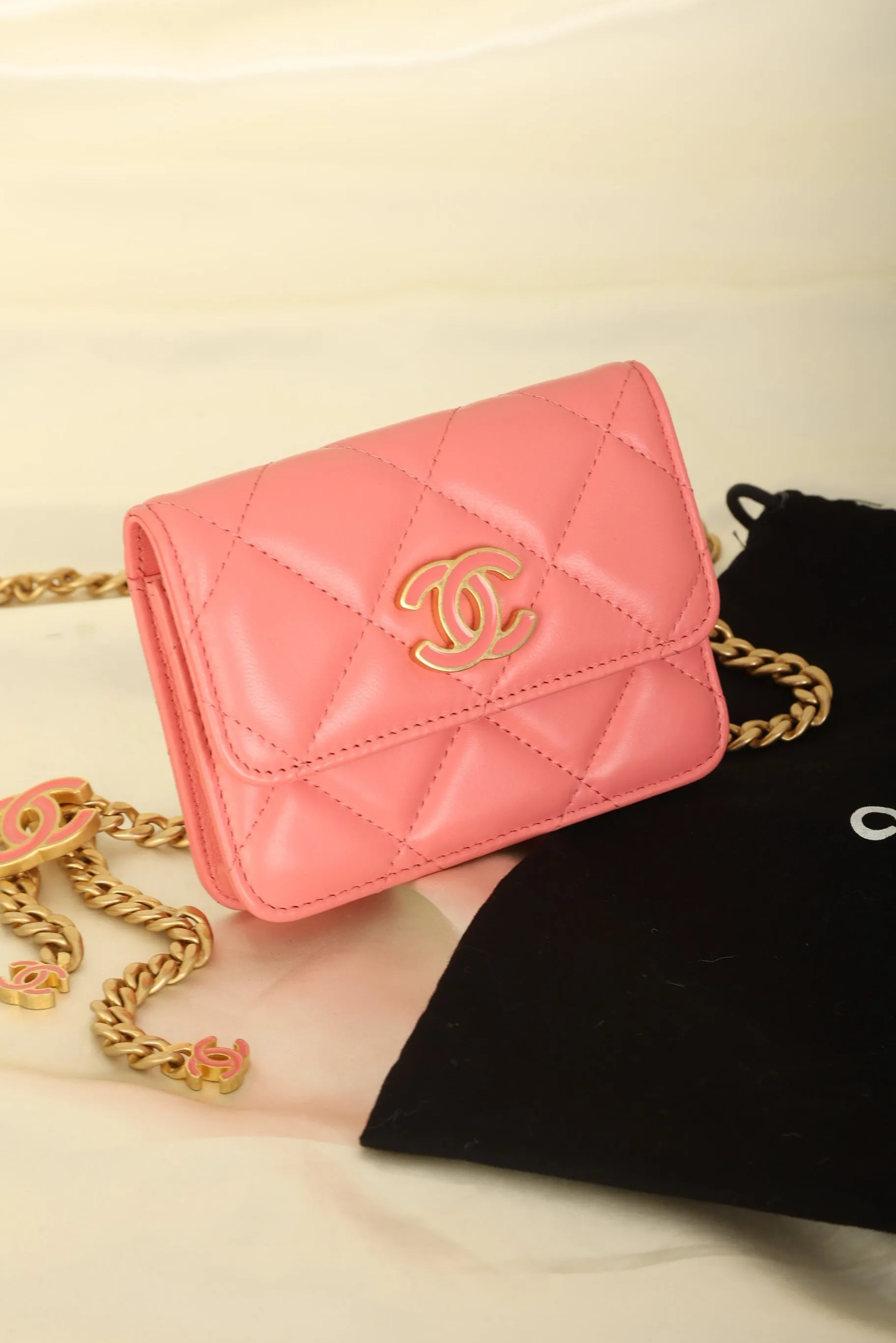 Chanel 2021 Lambskin Chain Waist Bag