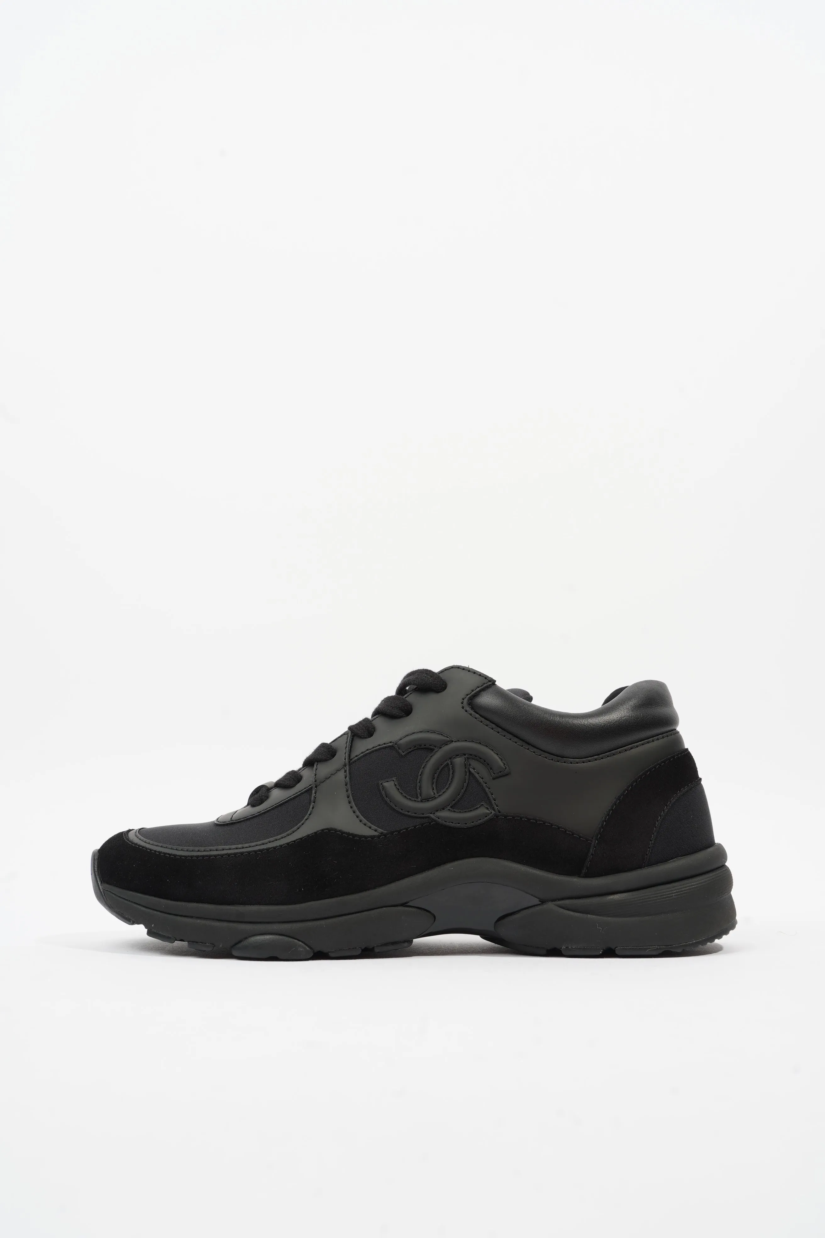 Chanel CC Logo Black Suede EU 37.5 UK 4.5